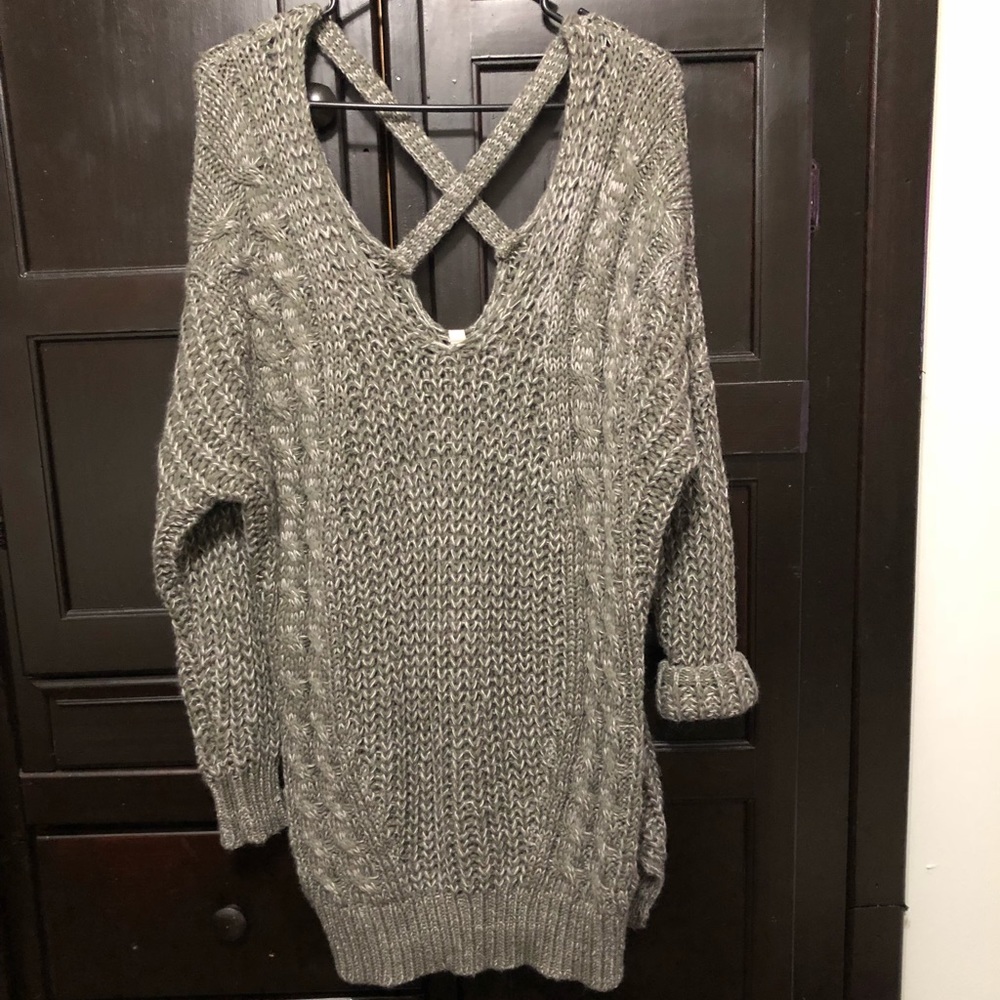 Oversized criss cross back sweater